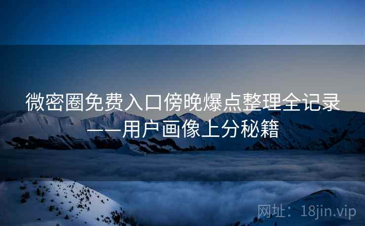 微密圈免费入口傍晚爆点整理全记录——用户画像上分秘籍