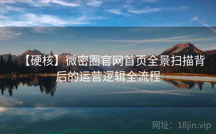 【硬核】微密圈官网首页全景扫描背后的运营逻辑全流程